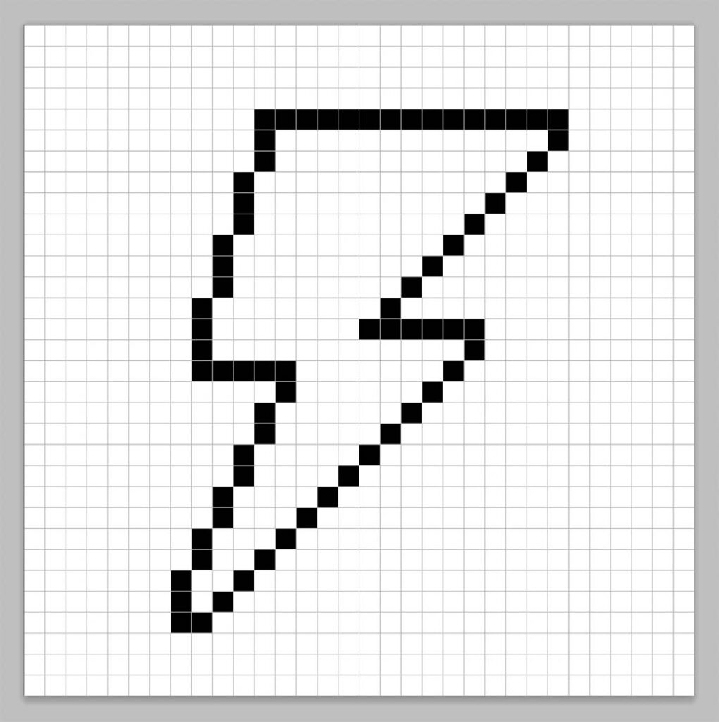 An outline of the pixel art lightning grid similar to a spreadsheet
