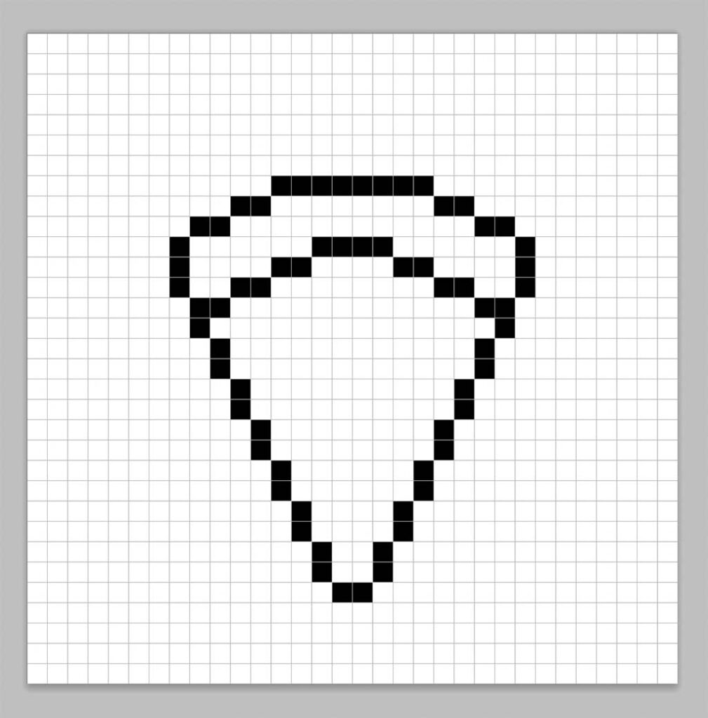 An outline of the pixel art pizza grid similar to a spreadsheet