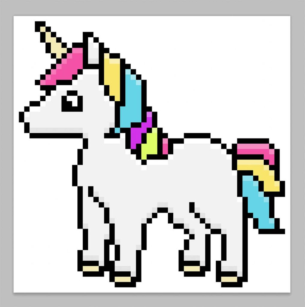 Kawaii pixel art unicorn on a transparent background