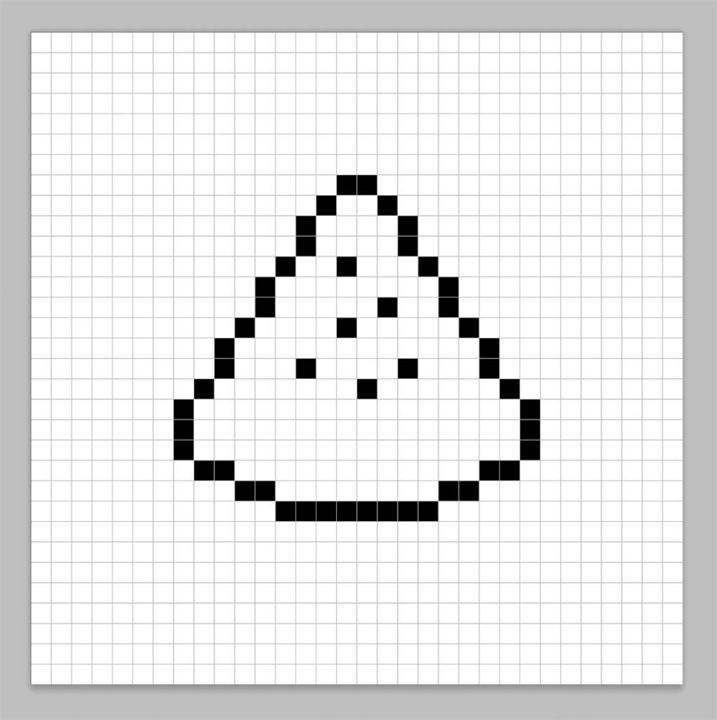 An outline of the pixel art watermelon grid similar to a spreadsheet