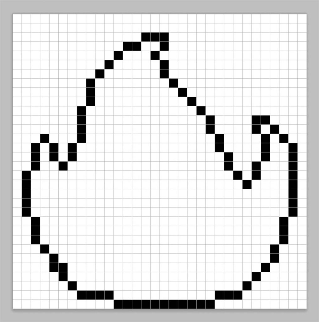 An outline of the pixel art fire grid similar to a spreadsheet