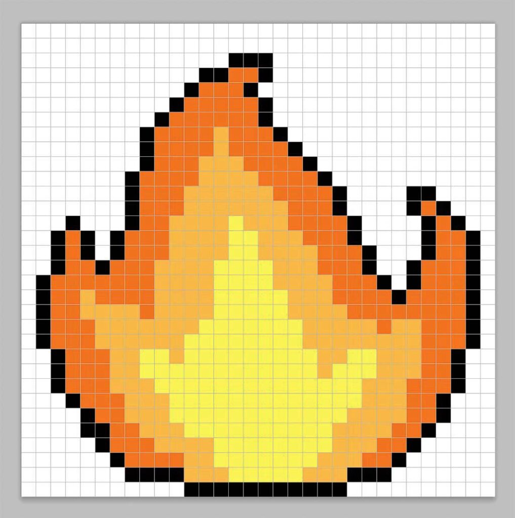 Simple pixel art fire with solid colors
