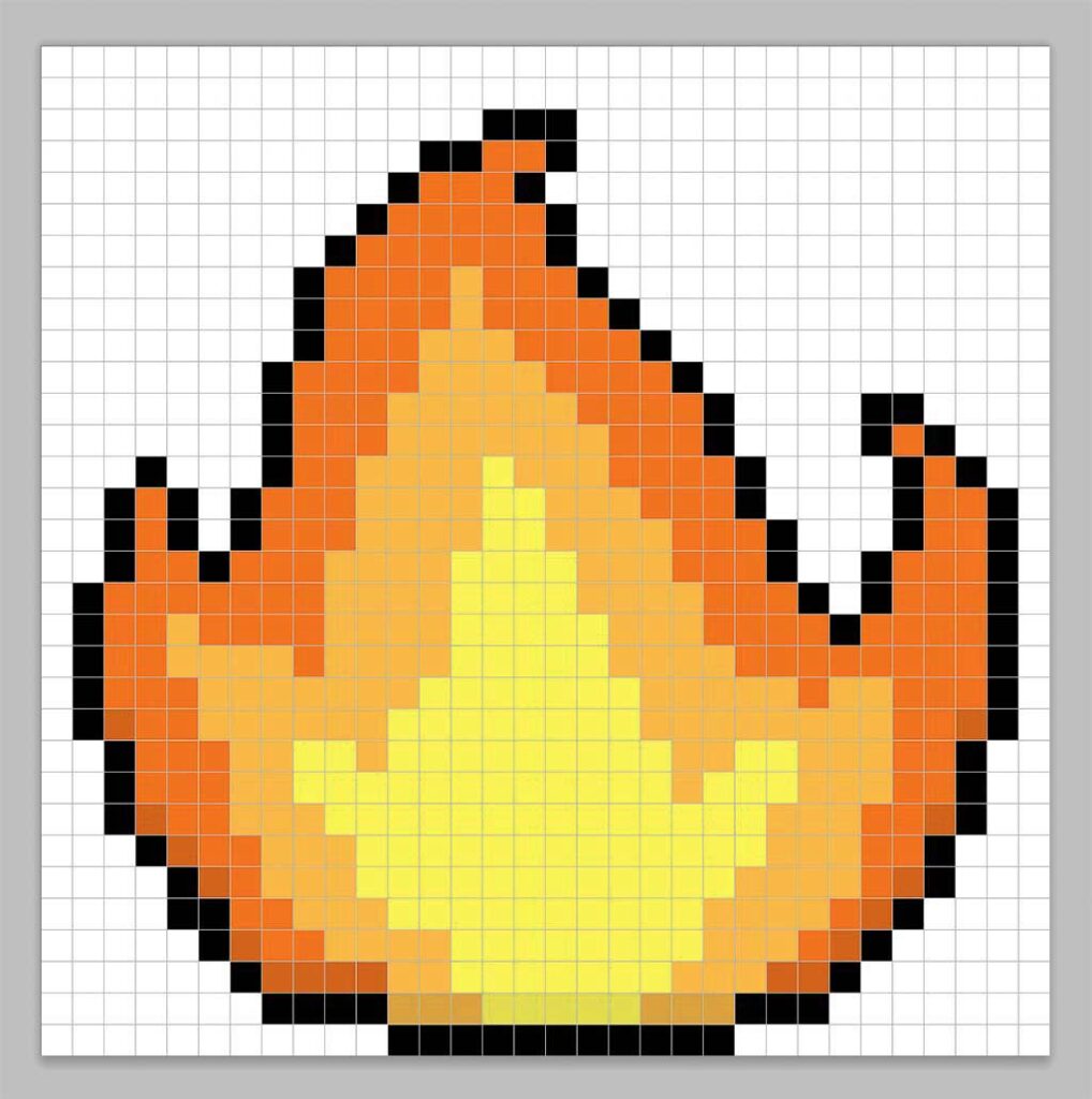 32x32 Pixel art fire with a darker orange to give depth to the fire