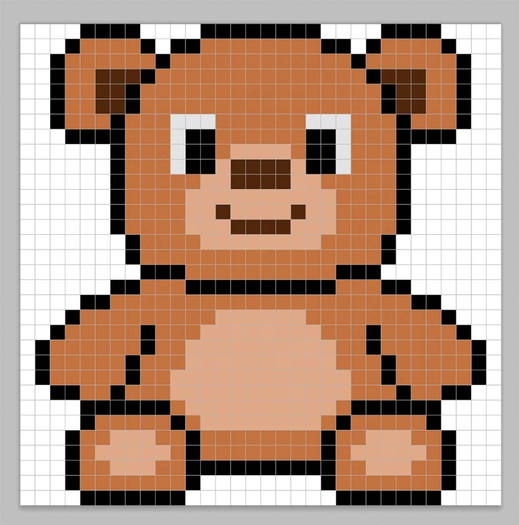 Simple pixel art bear with solid colors