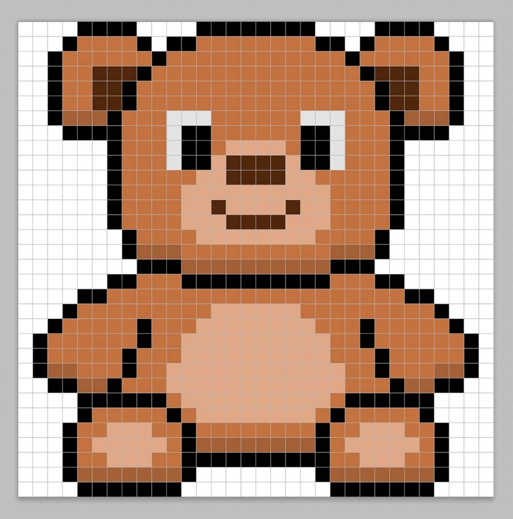 32x32 Pixel art bear with a darker brown to give depth to the bear