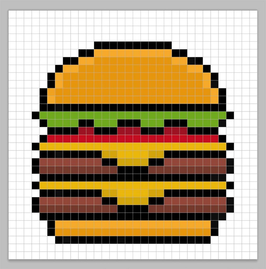 Adding highlights to the 8 bit pixel burger