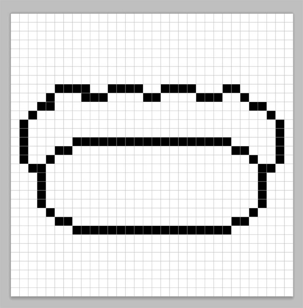 An outline of the pixel art hot dog grid similar to a spreadsheet