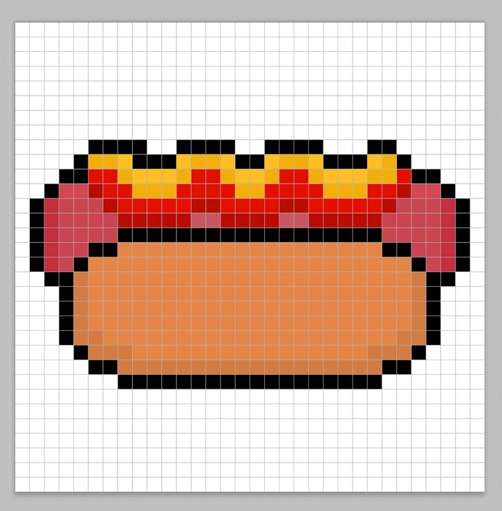 32x32 Pixel art hot dog with a darker brown to give depth to the hot dog