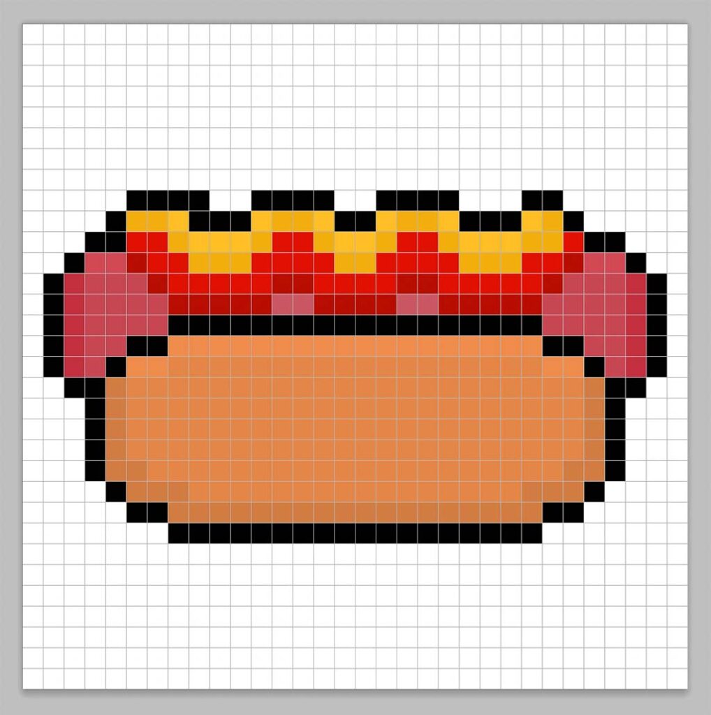 Adding highlights to the 8 bit pixel hot dog
