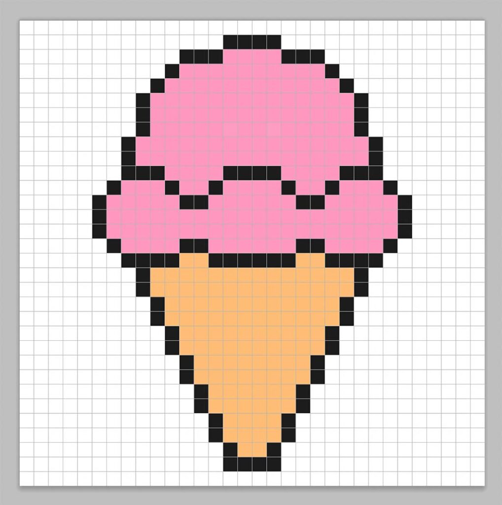 Simple pixel art ice cream with solid colors