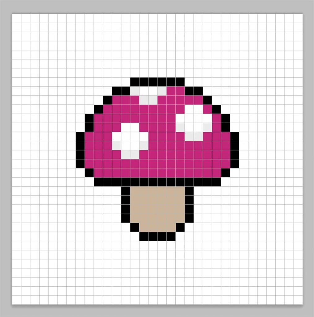 Simple pixel art mushroom with solid colors