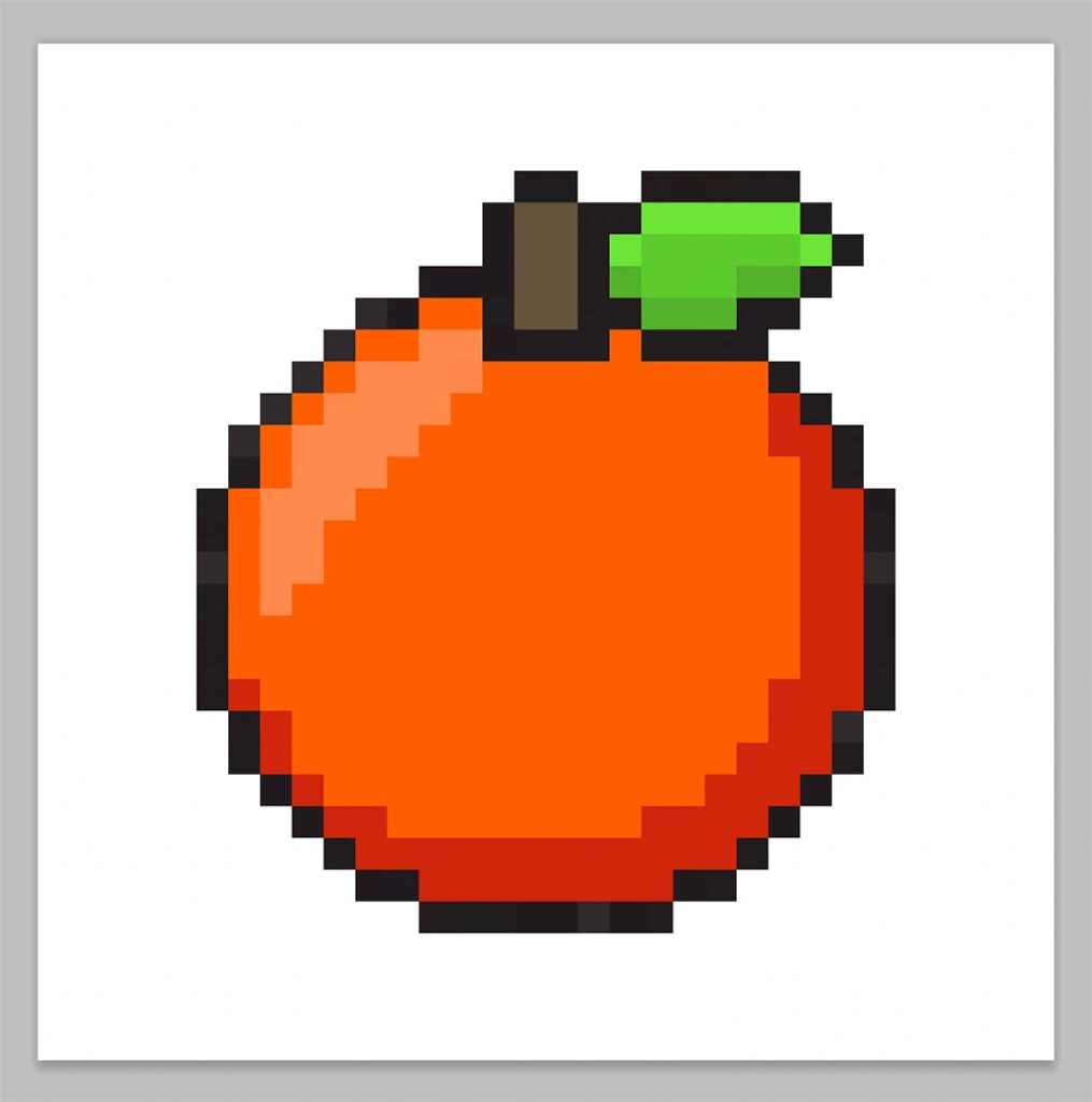 Kawaii pixel art orange on a transparent background