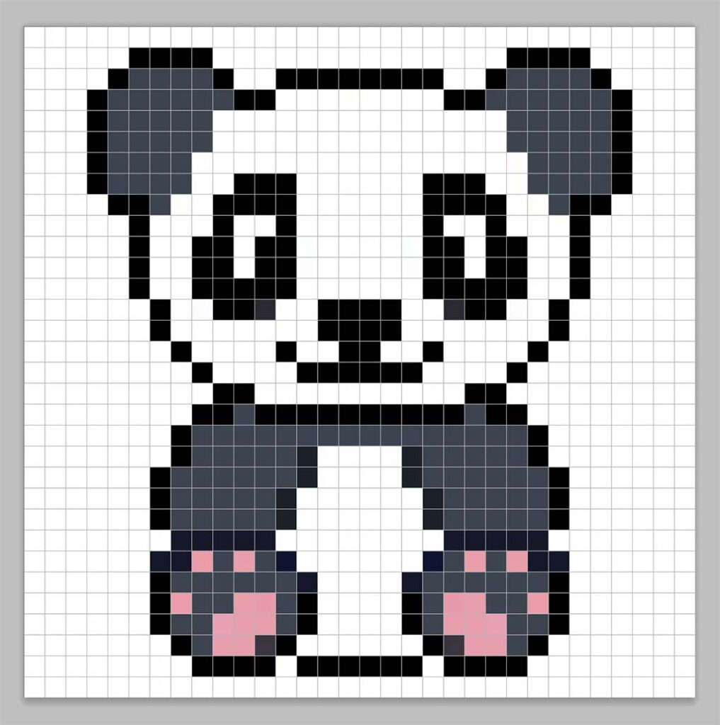 Simple pixel art panda with solid colors