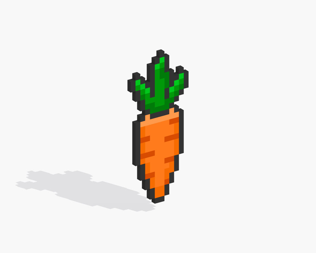 3D Pixel Art Carrot