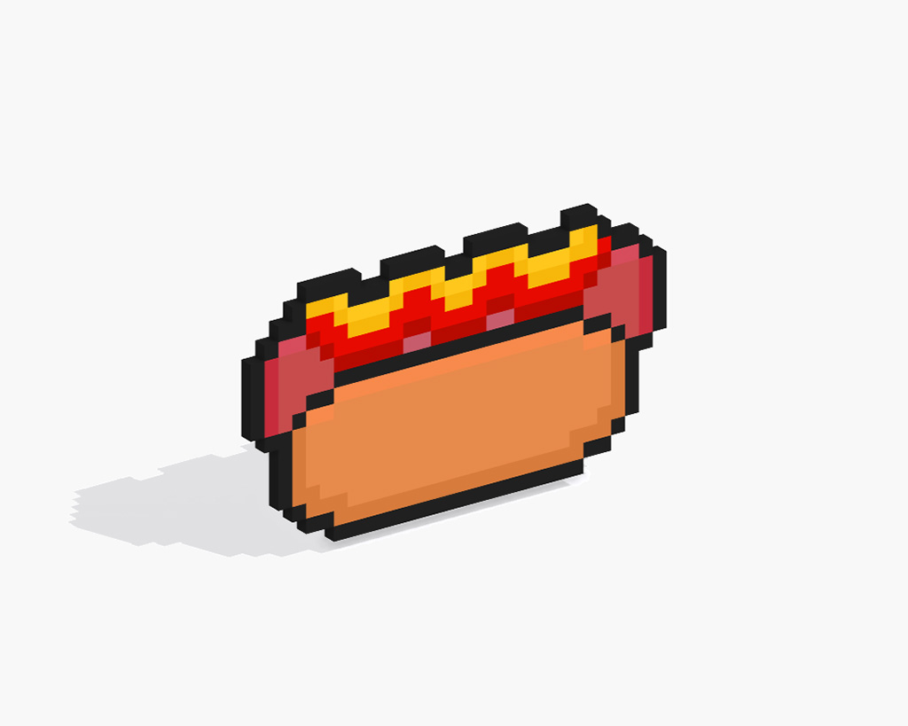 3D Pixel Art Hot Dog