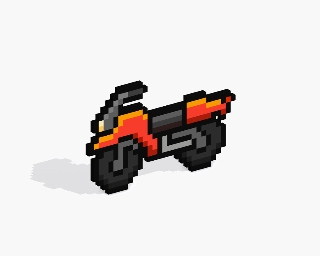 3D Pixel Art Motorcycle