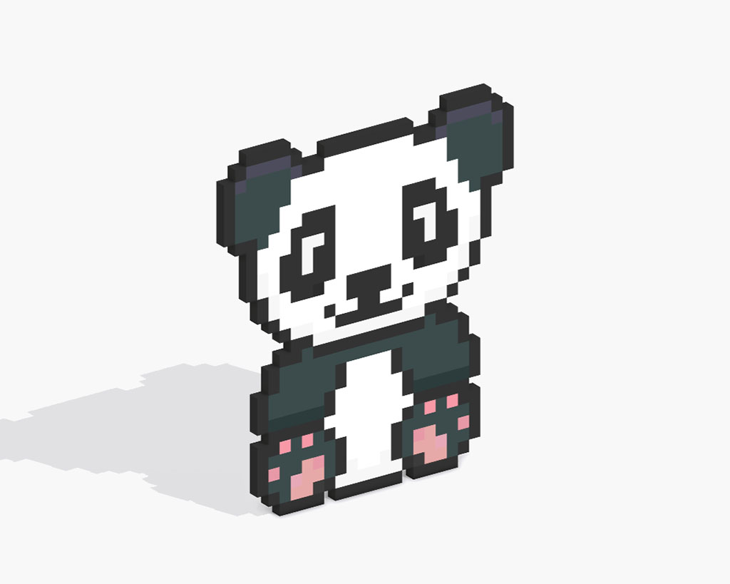 3D Pixel Art Panda