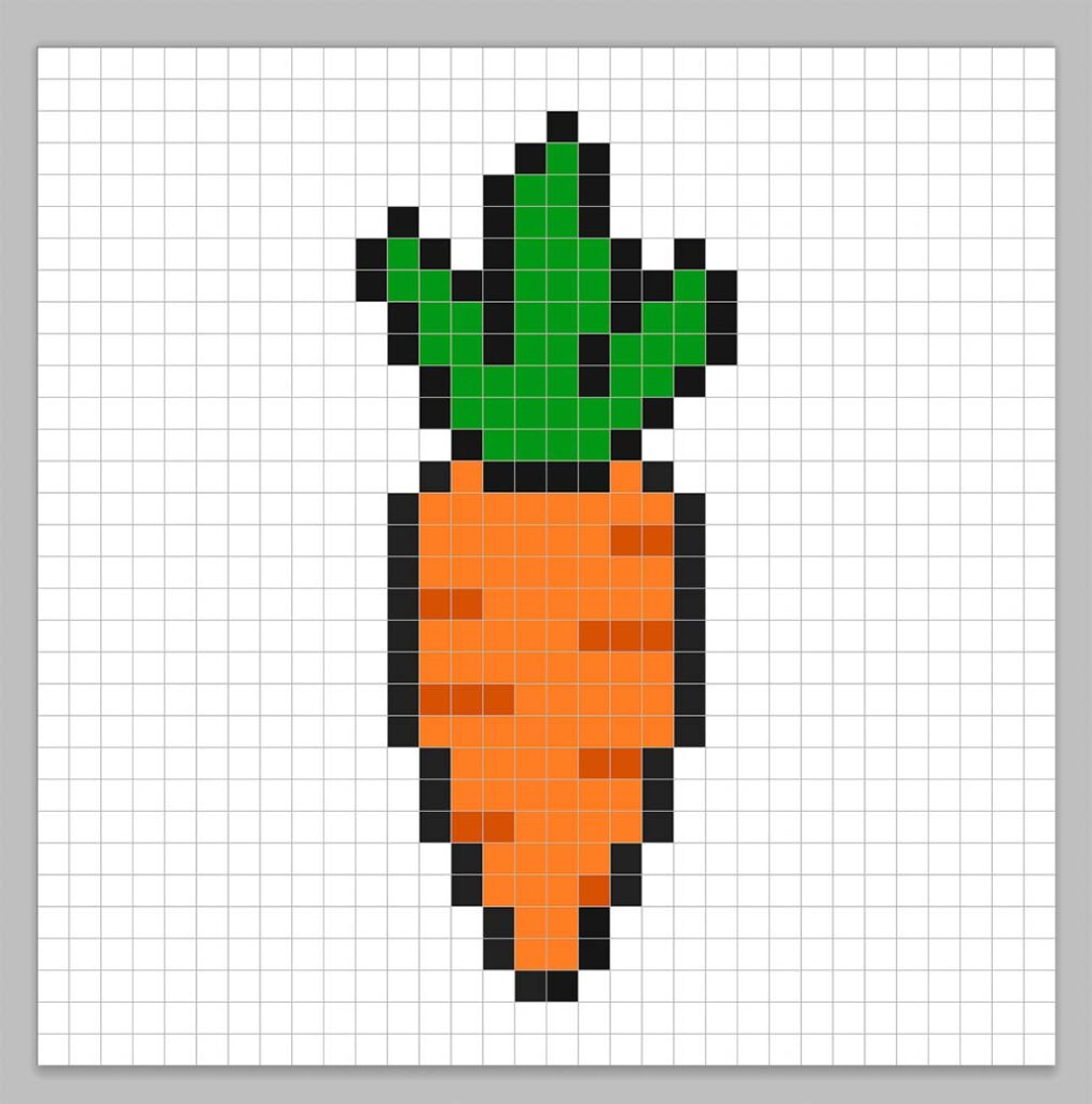 Simple pixel art carrot with solid colors