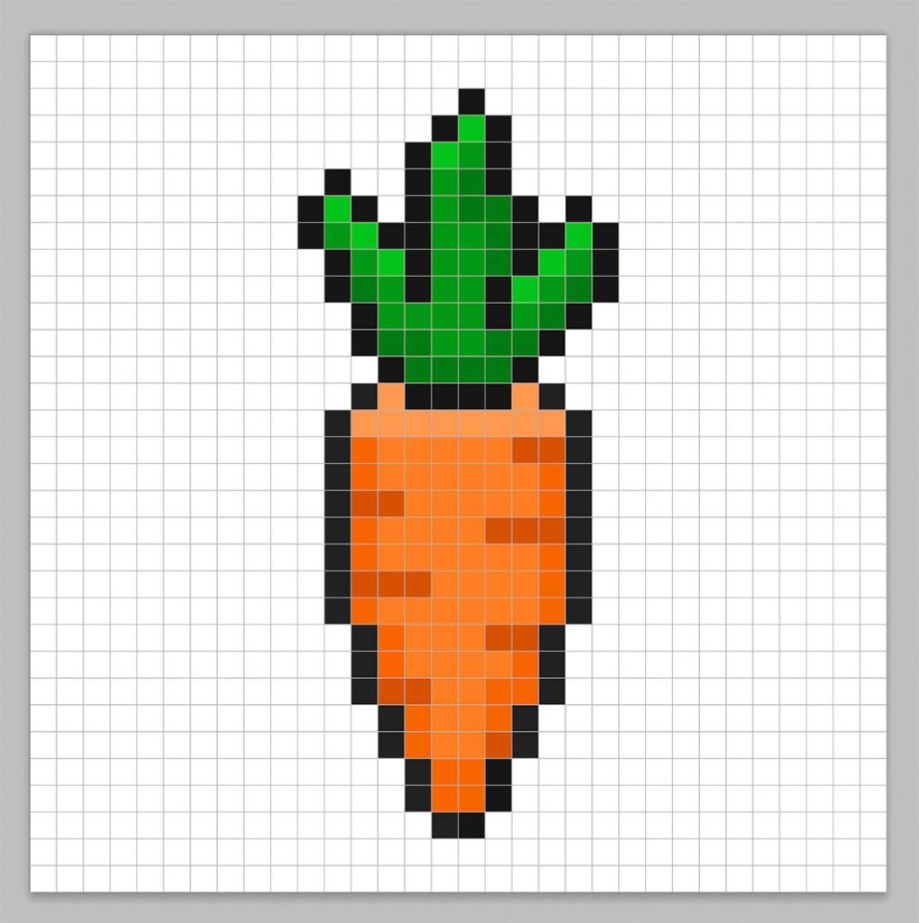 Adding highlights to the 8 bit pixel carrot