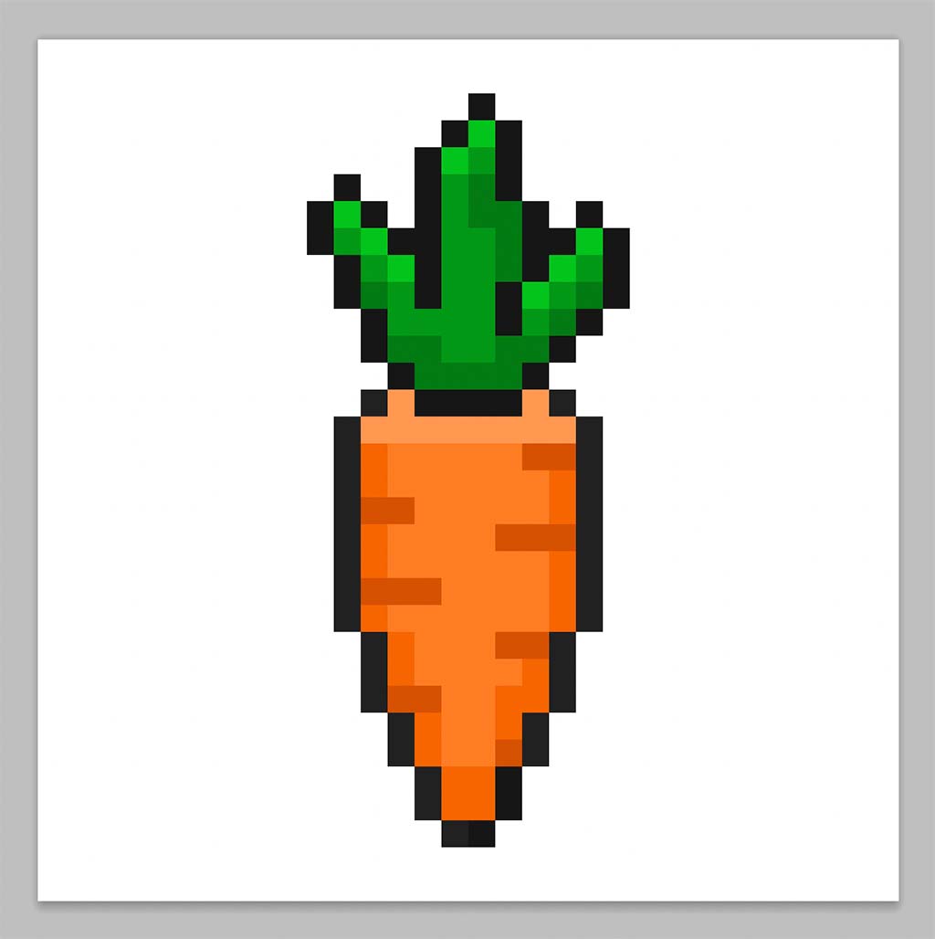 Kawaii pixel art carrot on a transparent background