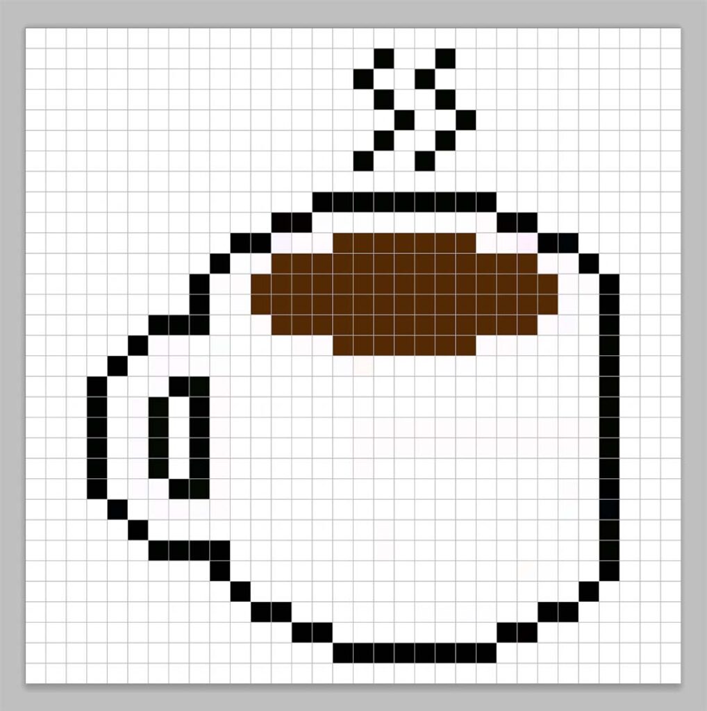 Simple pixel art coffee with solid colors