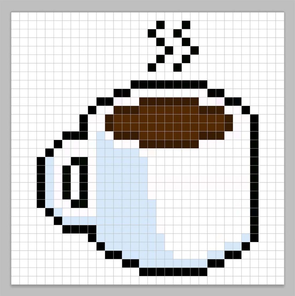 32x32 Pixel art coffee with a darker brown to give depth to the coffee