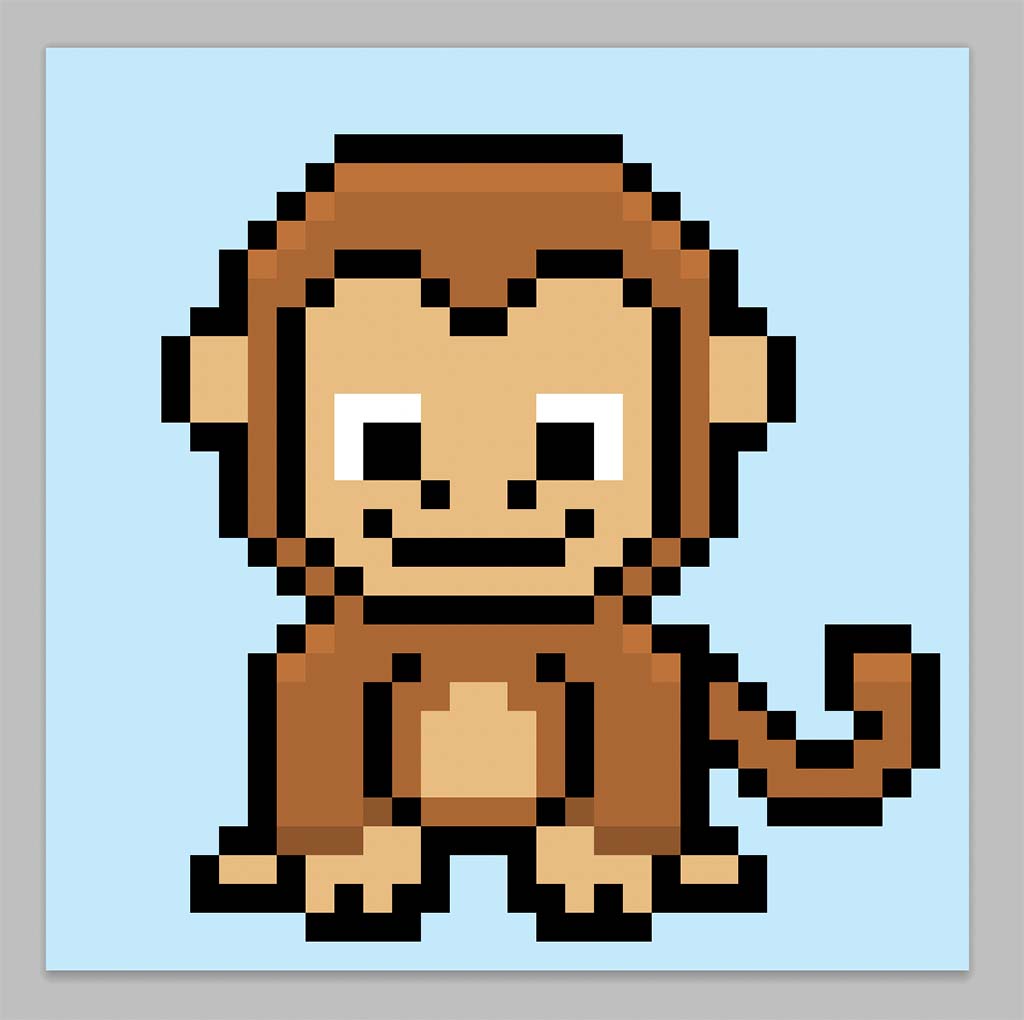 Cute pixel art monkey