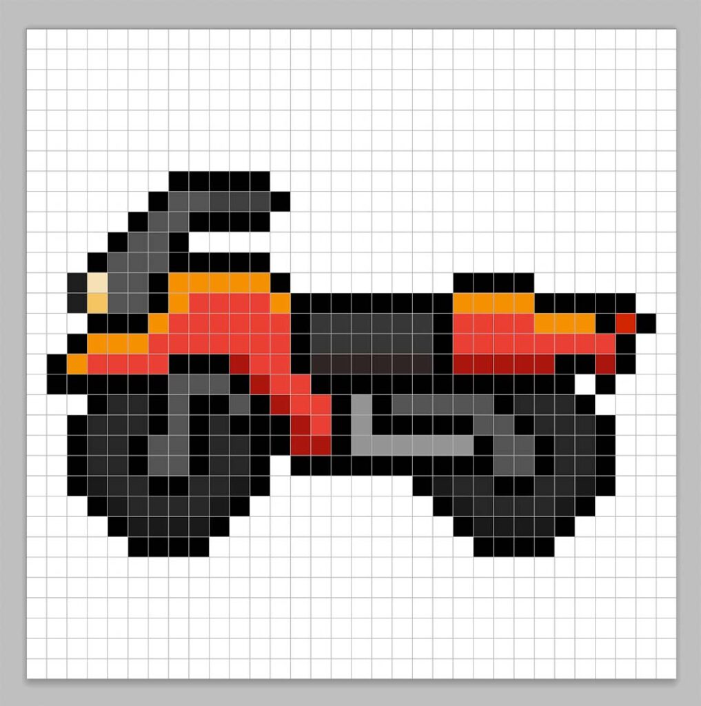 32x32 Pixel art motorcycle with a darker orange to give depth to the motorcycle