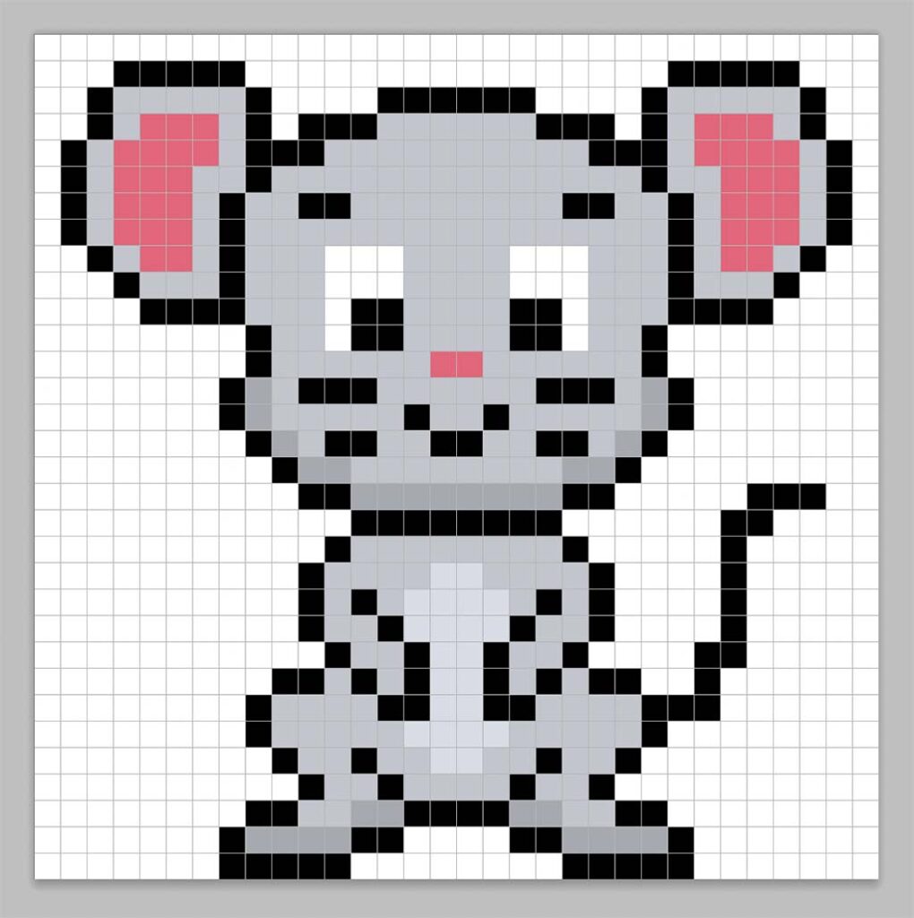 32x32 Pixel art mouse with a darker gray to give depth to the mouse