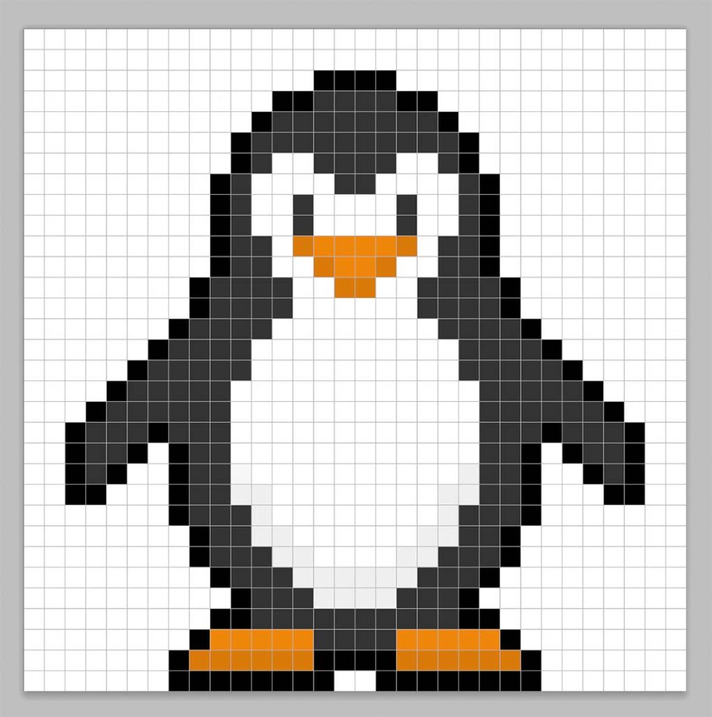 32x32 Pixel art penguin with a darker gray to give depth to the penguin