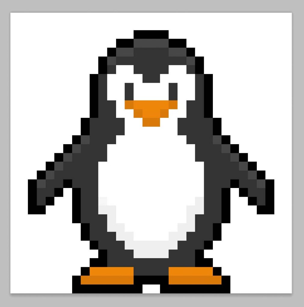 Kawaii pixel art penguin on a transparent background