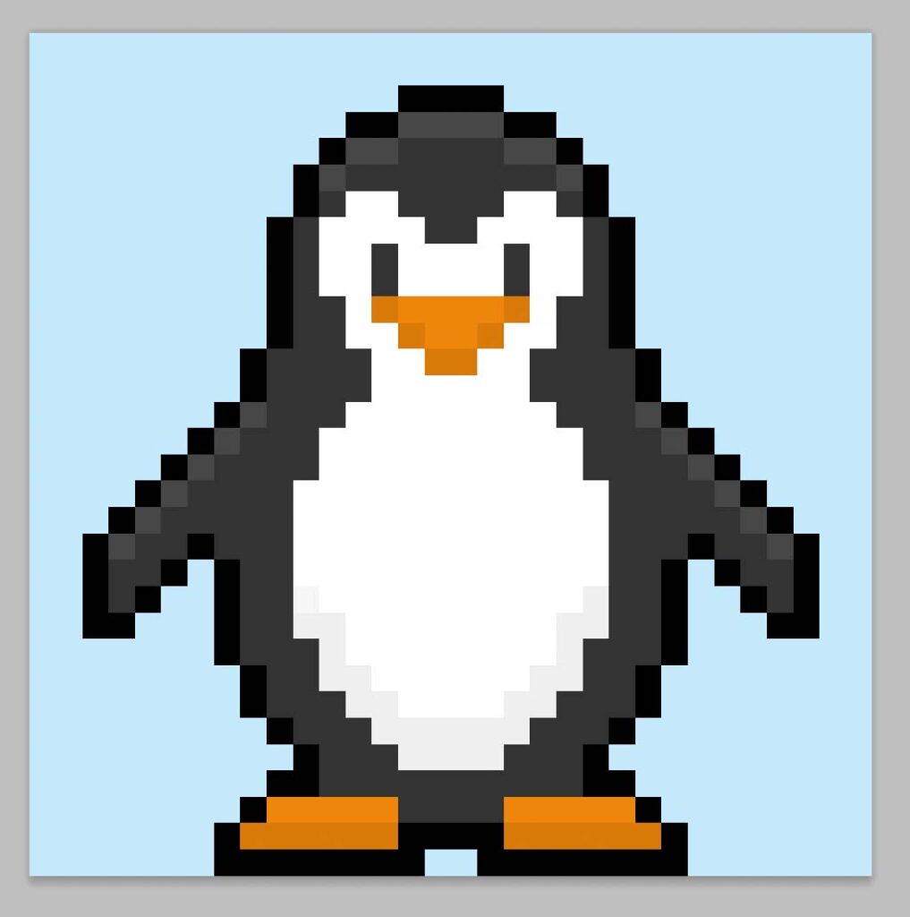 Cute pixel art penguin