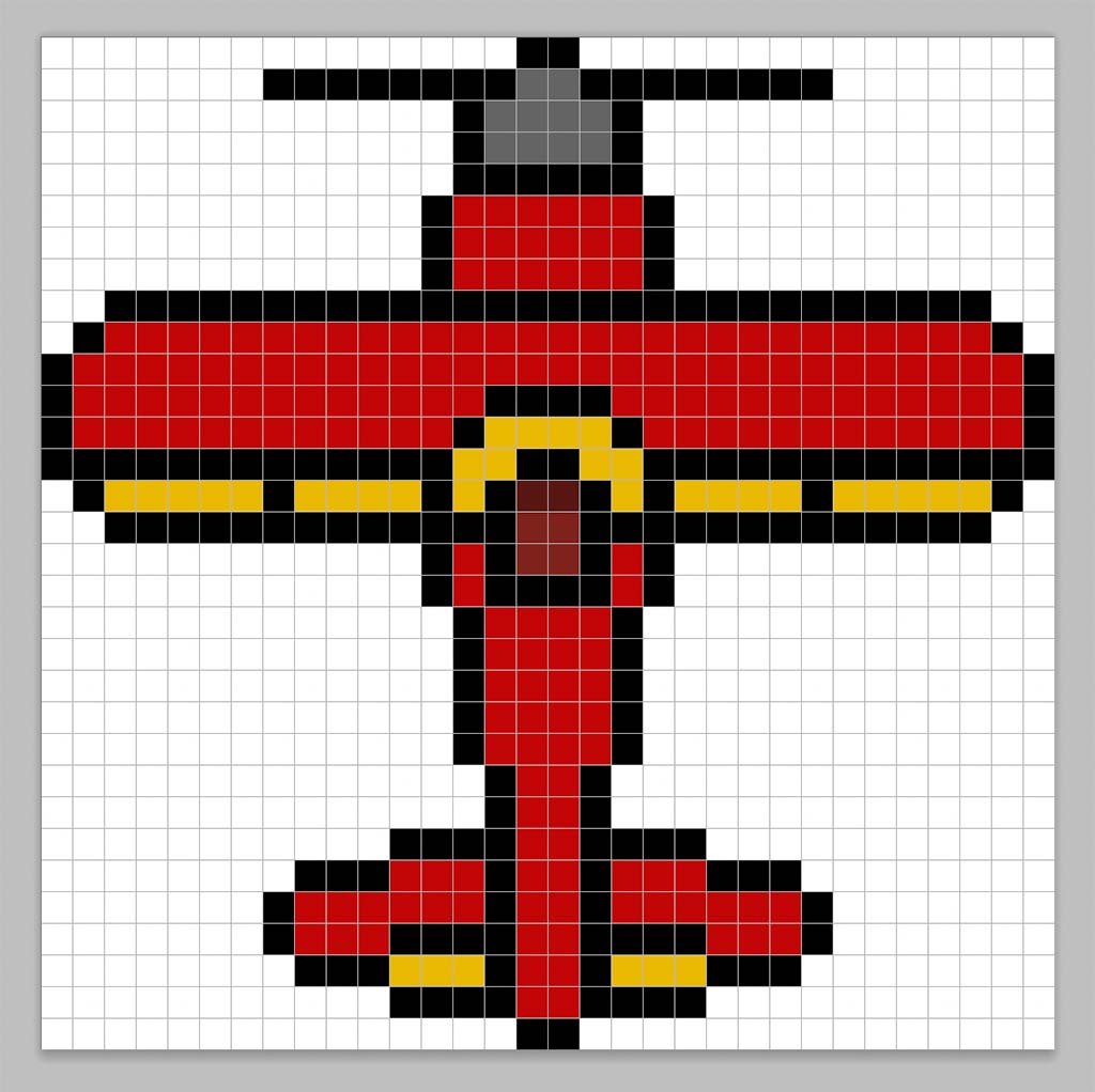Simple pixel art plane with solid colors