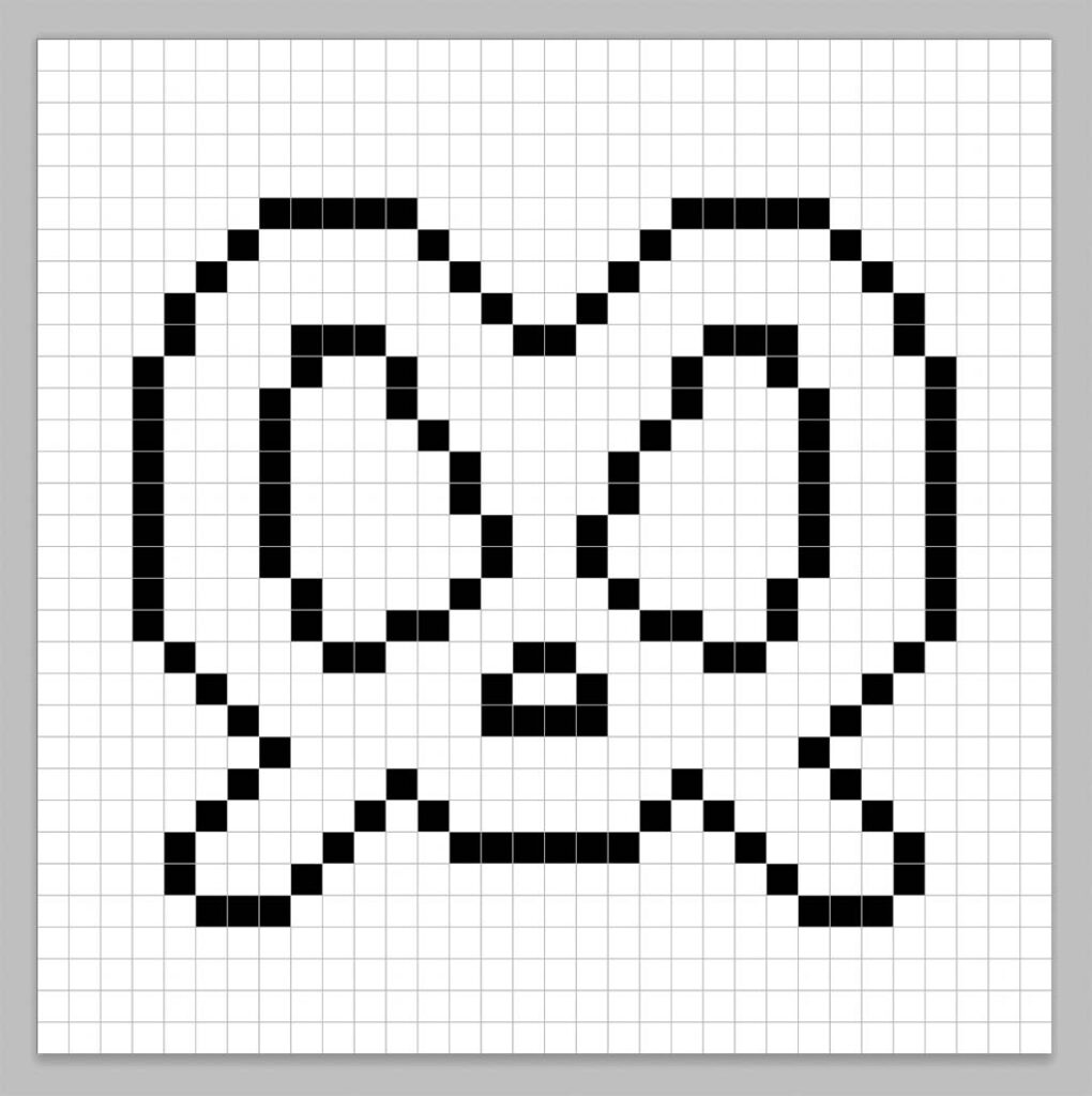 An outline of the pixel art pretzel grid similar to a spreadsheet