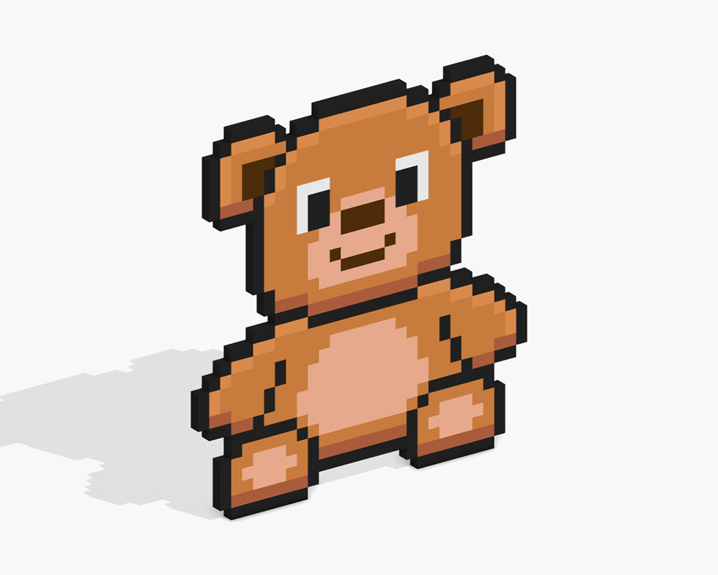 3D Pixel Art Bear