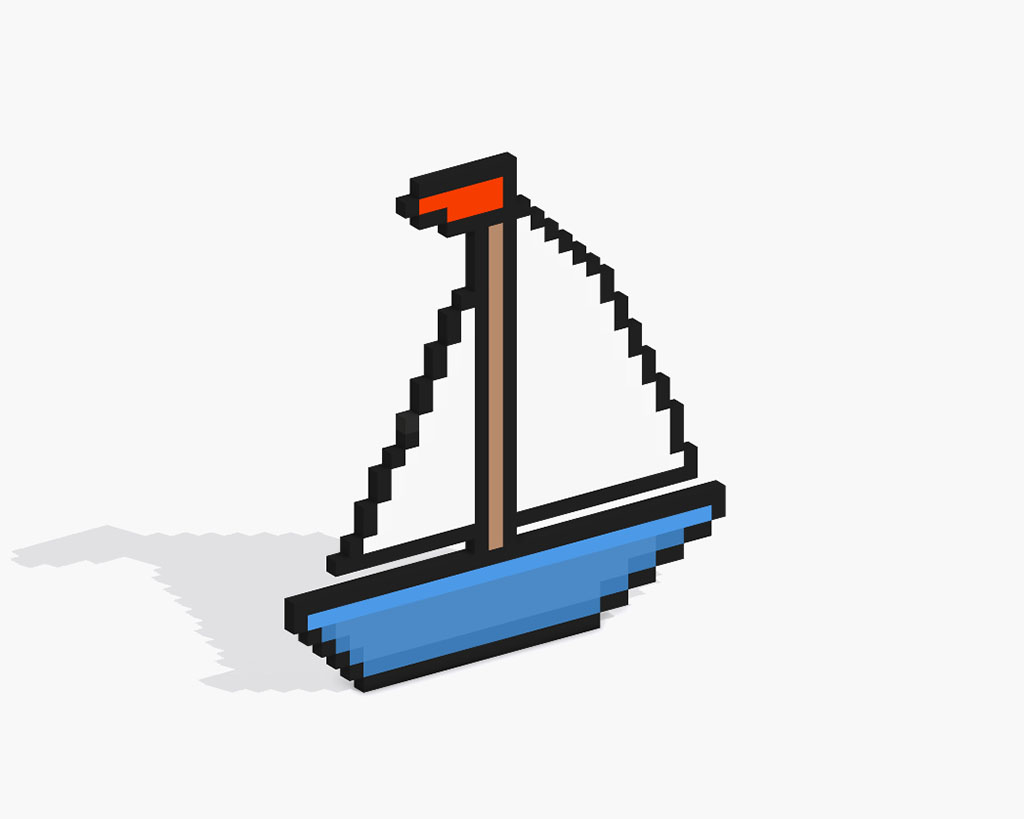 3D Pixel Art Boat