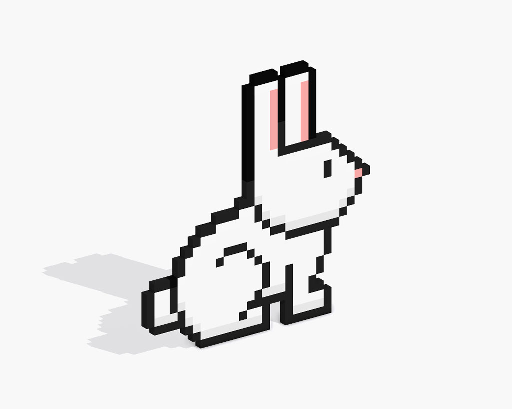 3D Pixel Art Bunny