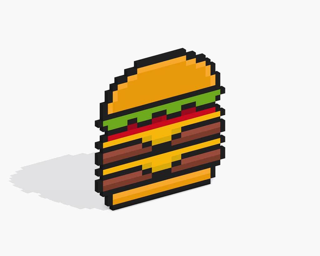 3D Pixel Art Burger