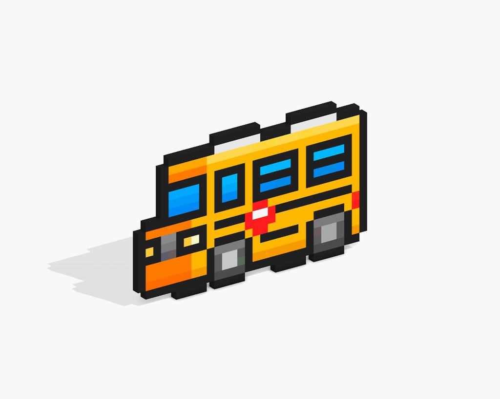 3D Pixel Art Bus