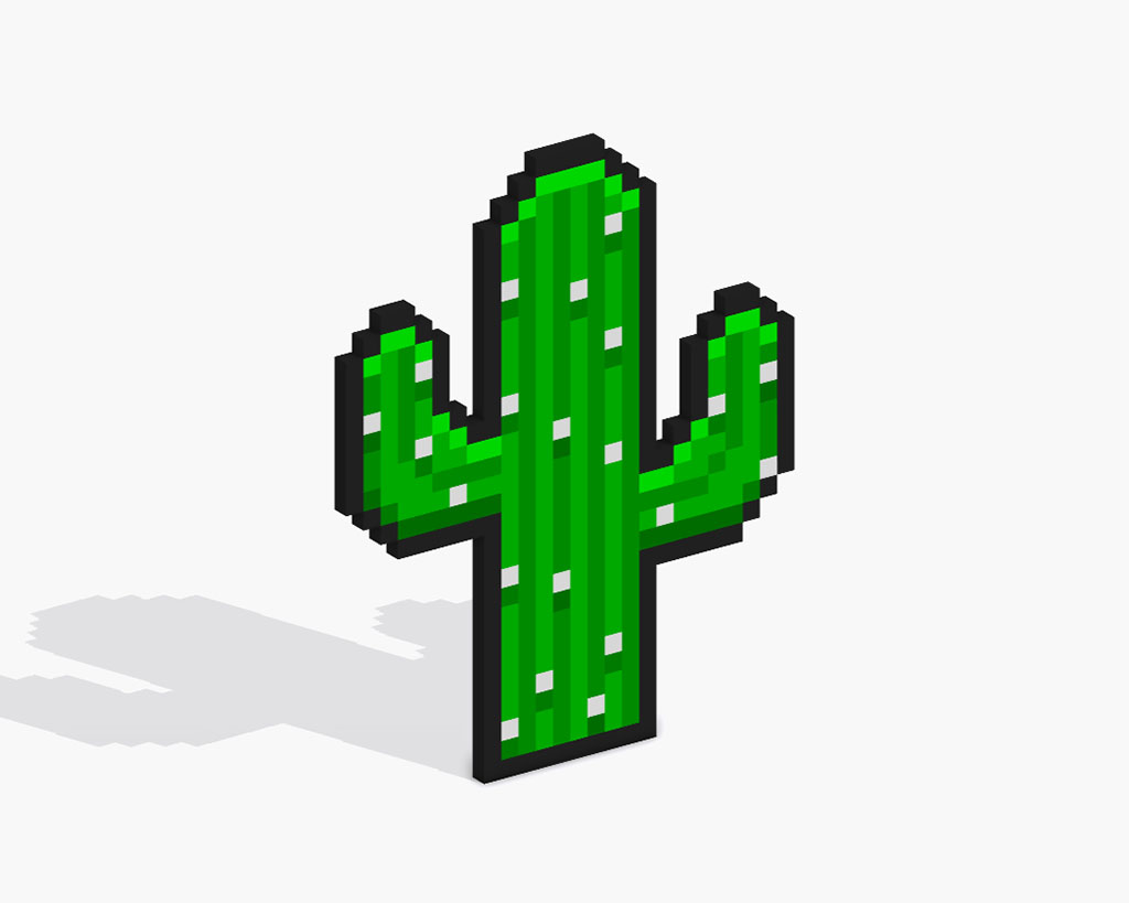 3D Pixel Art Cactus