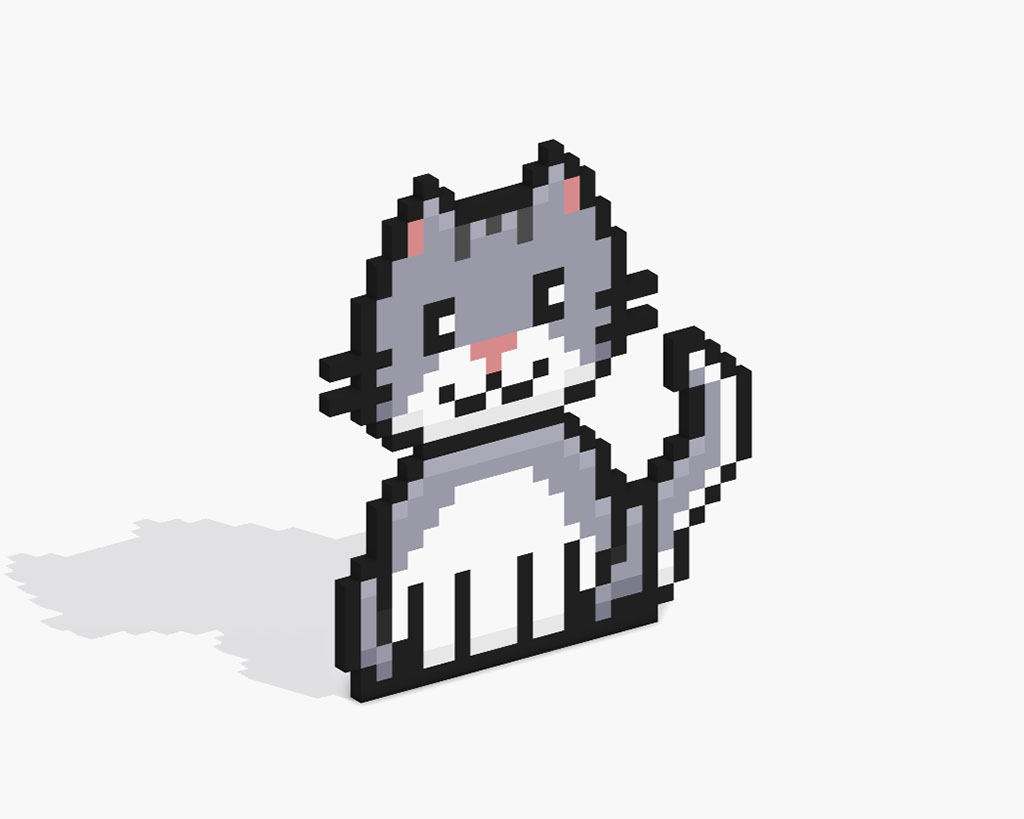 3D Pixel Art Cat