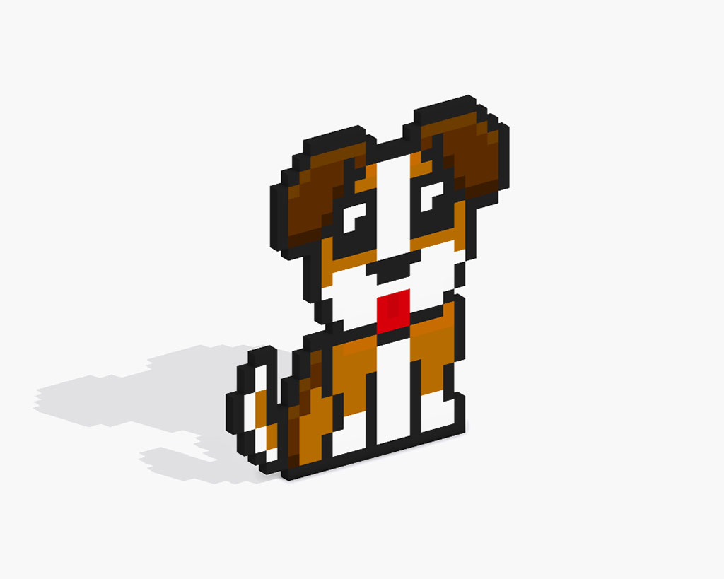 3D Pixel Art Dog