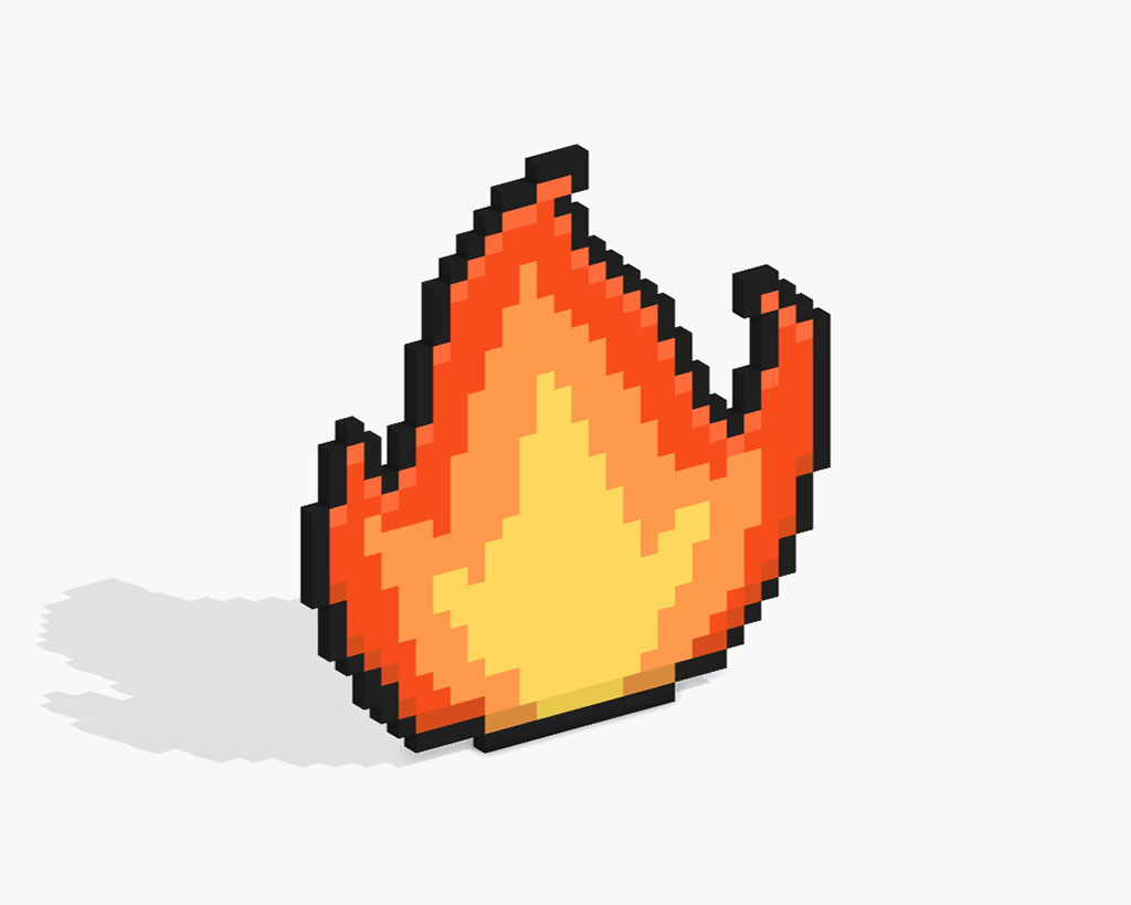 3D Pixel Art Fire (Flame)