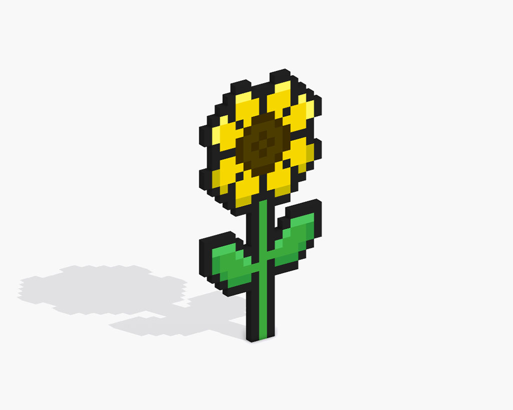 3D Pixel Art Flower