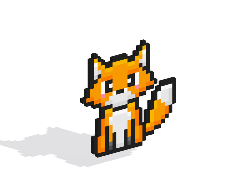 3D Pixel Art Fox