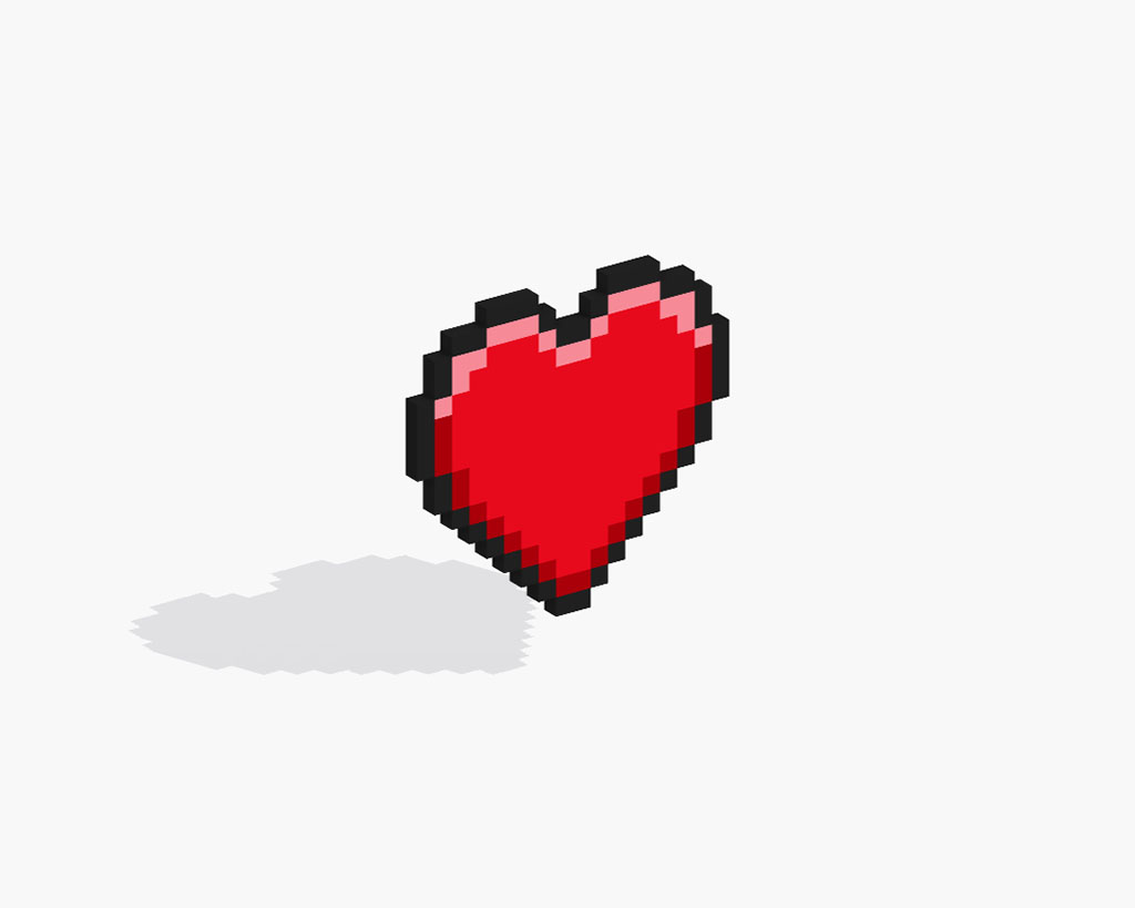 3D Pixel Art Heart