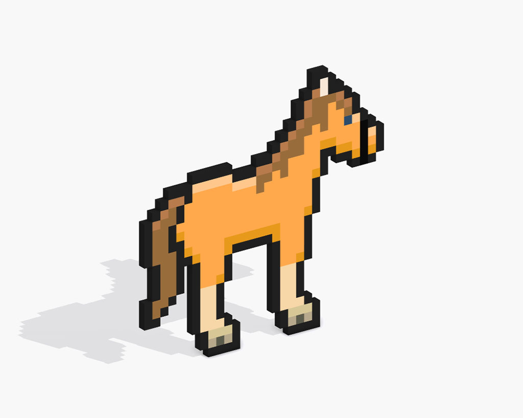 3D Pixel Art Horse