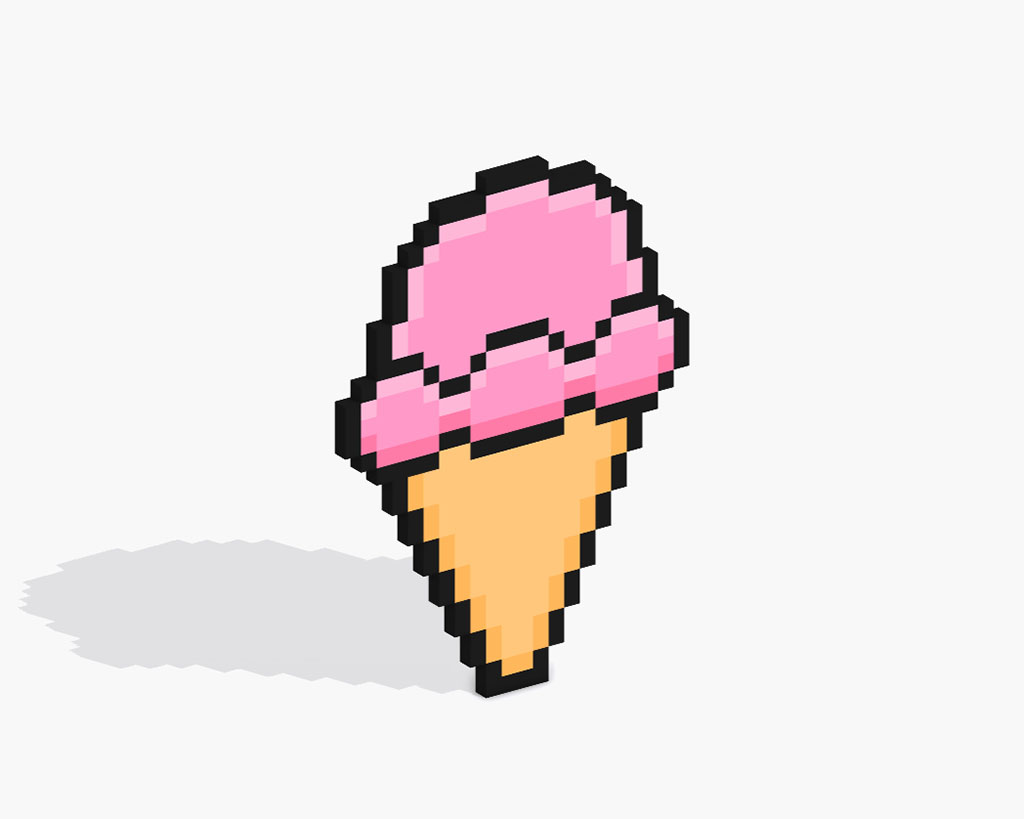 3D Pixel Art Ice Cream
