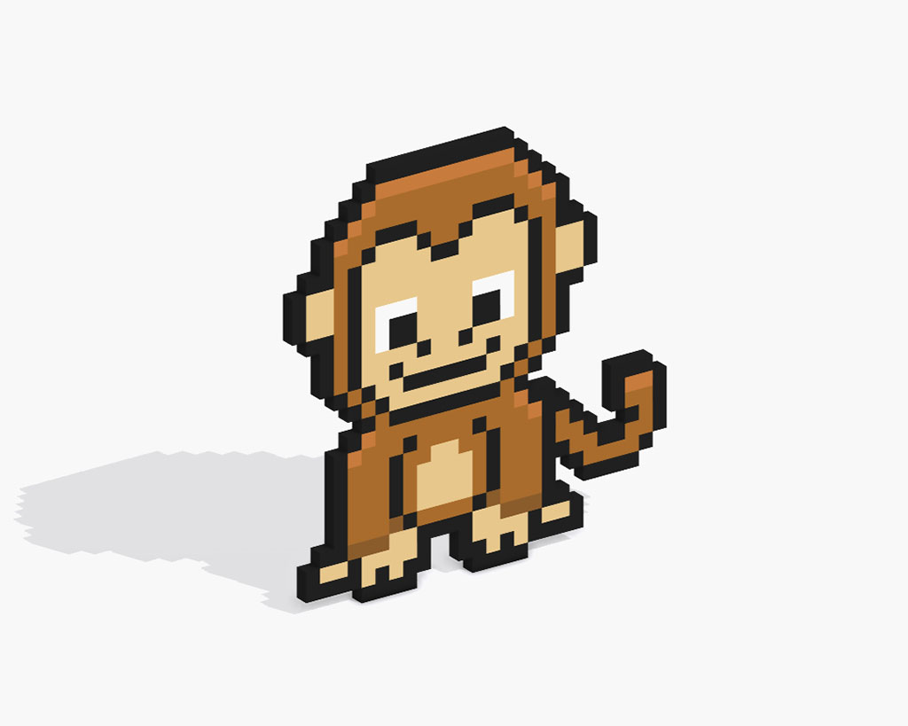 3D Pixel Art Monkey