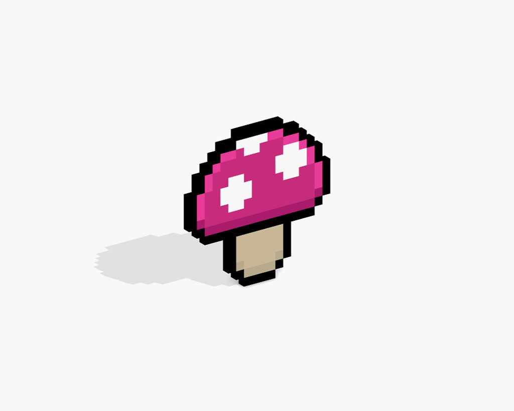 3D Pixel Art Mushroom